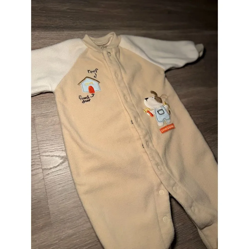 Child of Mine by Carters Baby Fleece Footed Pajamas Sleep Puppy Tan Cream 0-3 M